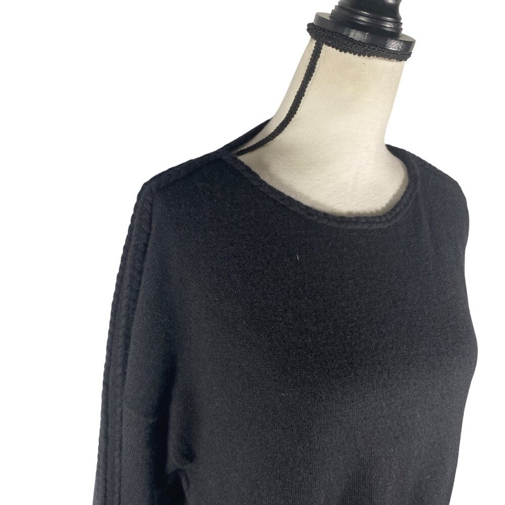 Garnet Hill Black double braided accent Cashmere Sweater Dolman sleeve XS oversi